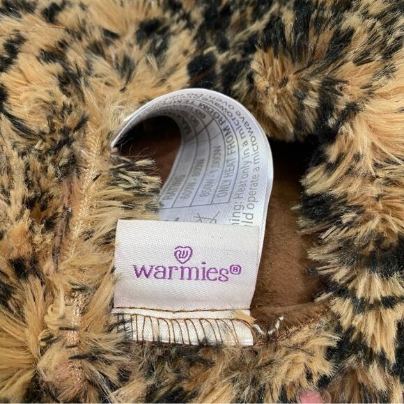 Warmies Fuzzy Microwaveable Slippers One Size Tawny Leopard Print Warm Cozy - Picture 6 of 8